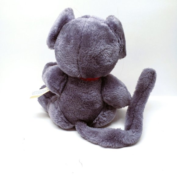 Posable Plush Mouse 10” Gray Red Bow Oriental Trading Co. - Picture 4 of 8